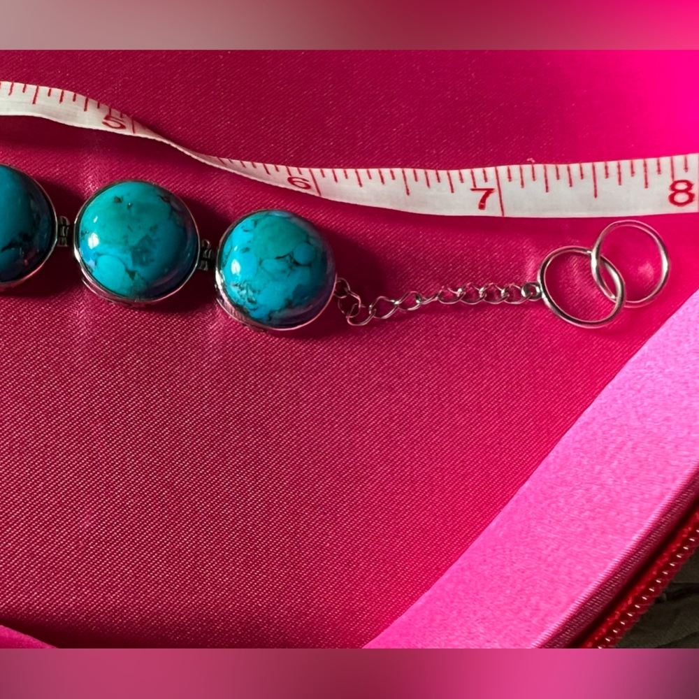 Genuine Turquoise Bracelet Sterling silver 925 - Picture 6 of 7